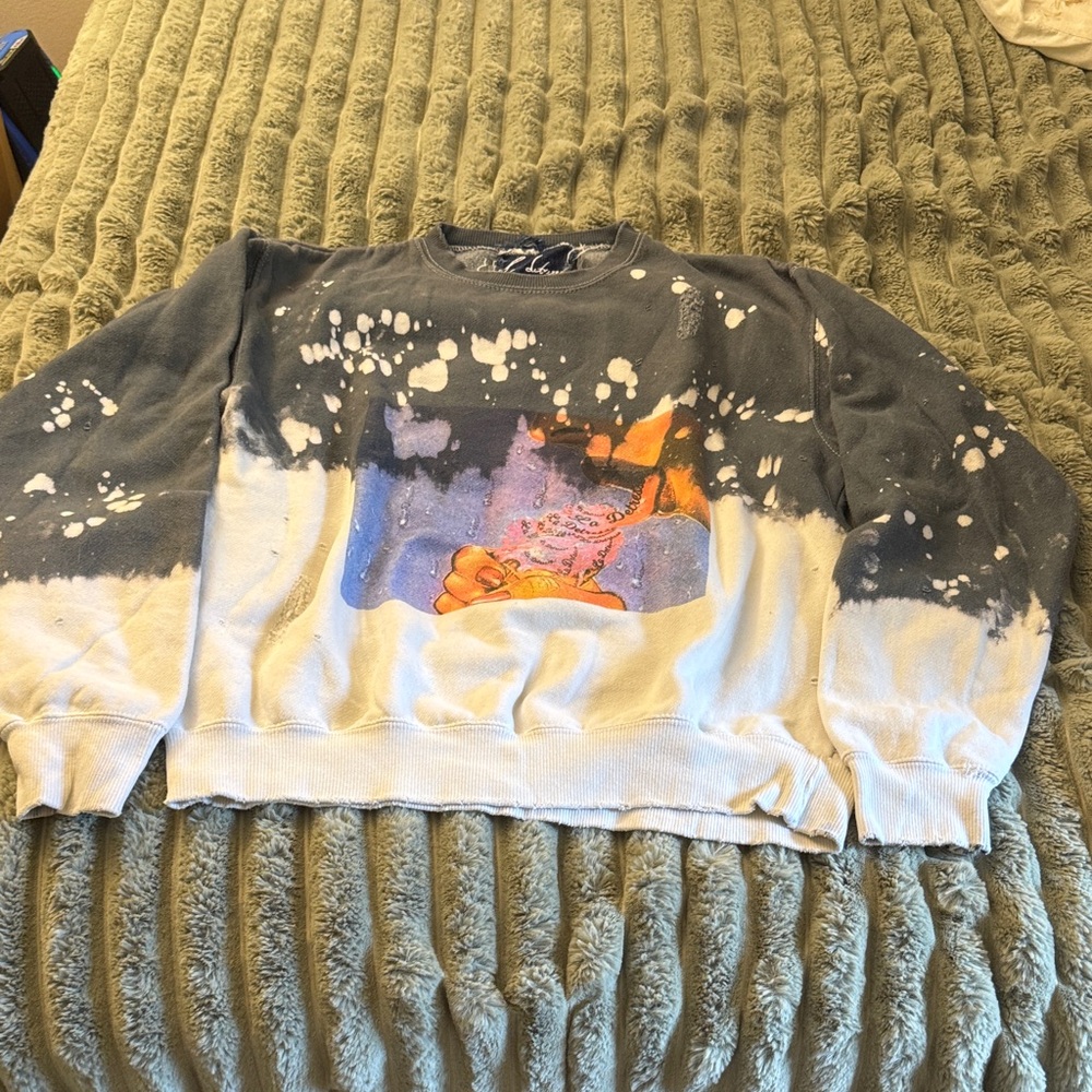 Artistic Blue and White Women's Turtleneck Sweater